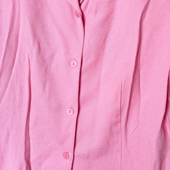 SAG HARBOR WOMENS BUTTON FRONT TOP PINK SIZE L COLLAR SHORT SLEEVE - Picture 4 of 4